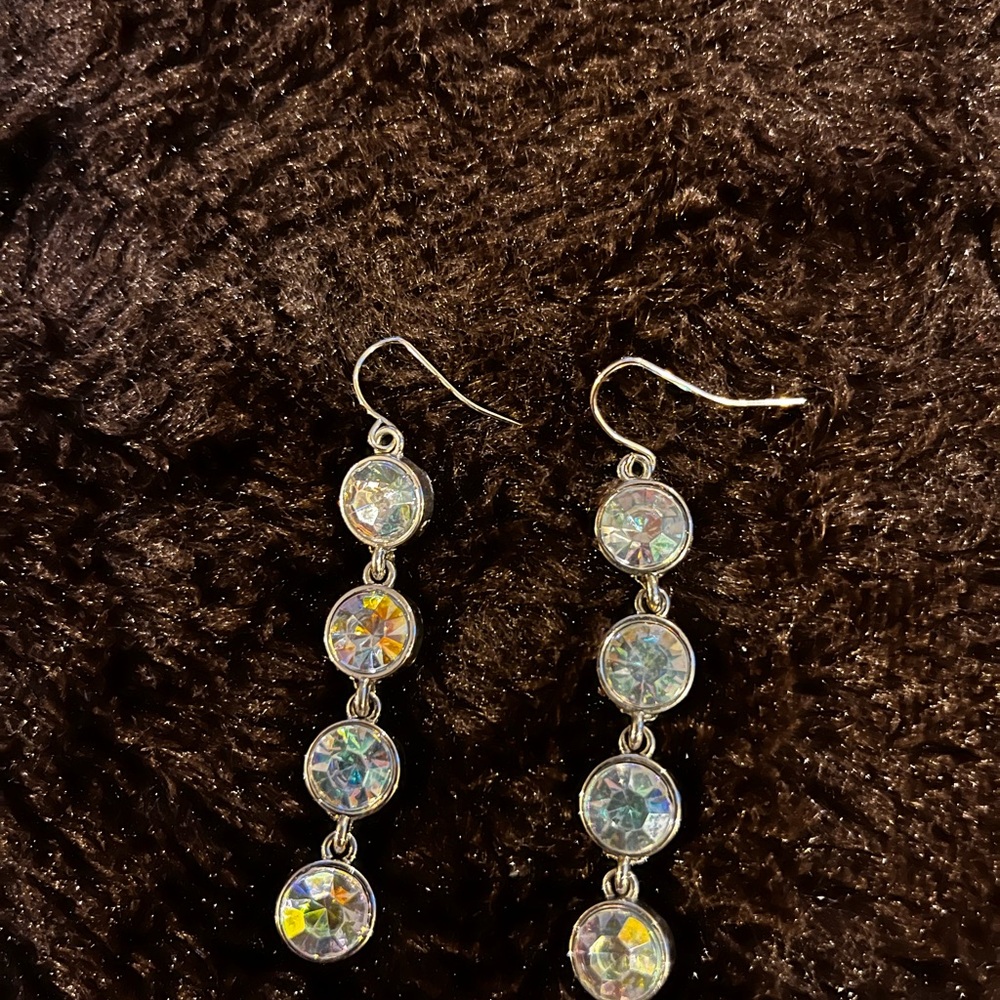 Silver Iridescent Cascade Earrings